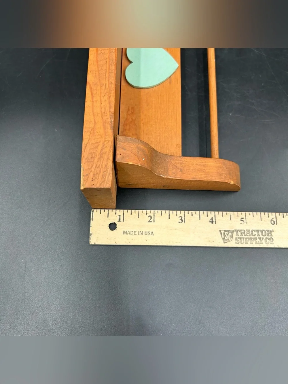 Vintage Wood Wall Shelf Green Heart Decorative Rail Country Farmhouse 9.5”